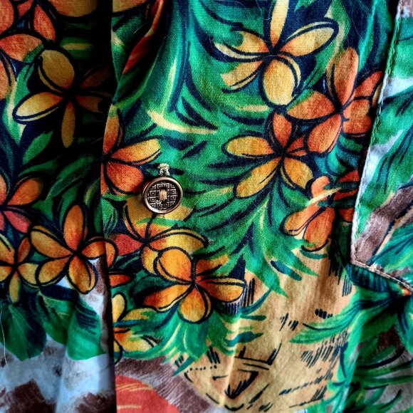 Vintage Men's Large Hawaiian Shirt 1970's USA made In Hawaii Surfer Print Cotton - Picture 3 of 7